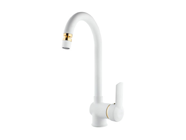 Sink Mixer (Matte White - Gold)